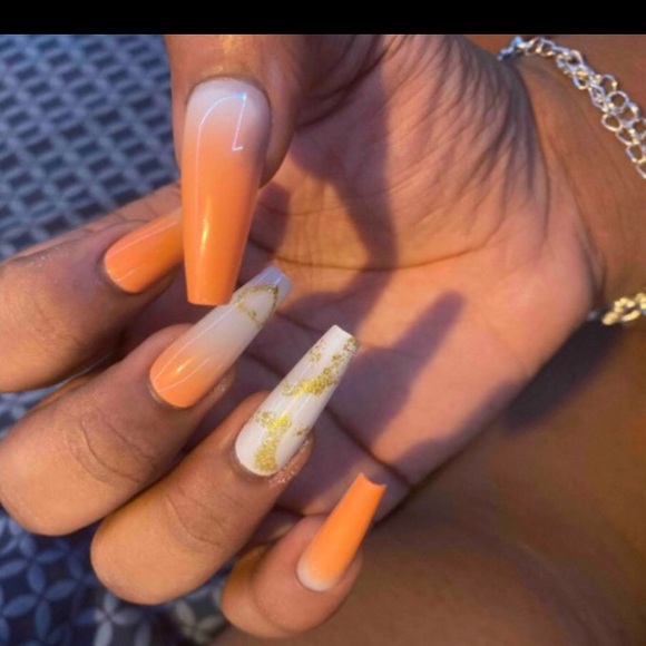 SOLD Contemporary Marble Long Nails - Picture 2 of 2